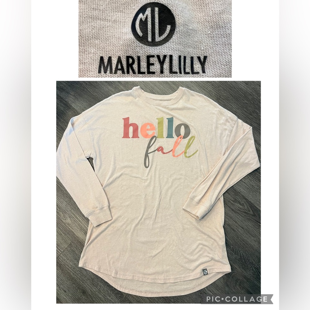 Marleylilly Women's Cream Long Sleeve Tee with Multicolor Print
